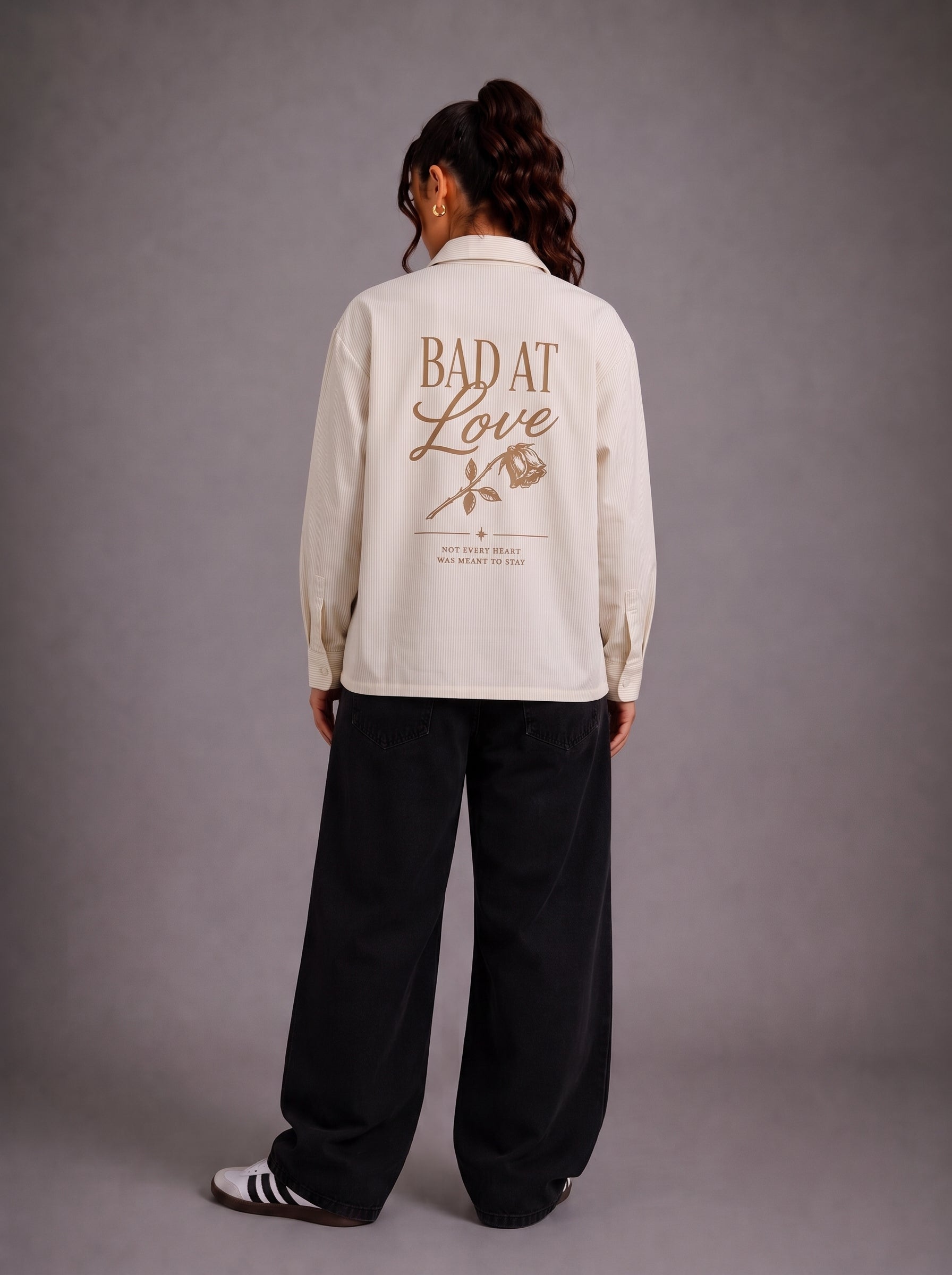 Bad at Love Striped Boxy Shirt